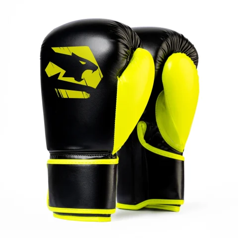 Veloce Fury Black and Yellow Boxing Gloves