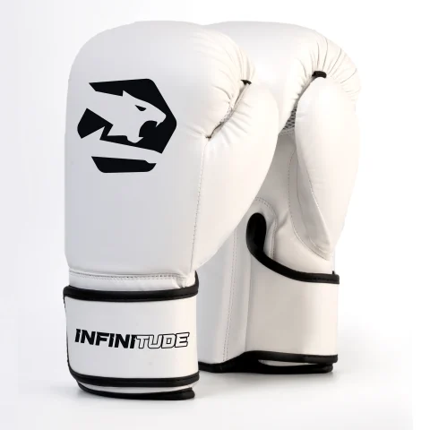 Veloce Fury White and Black Boxing Gloves