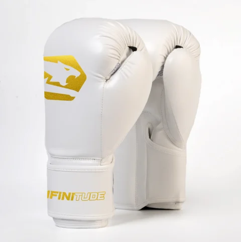 Veloce Blitz White and Gold Boxing Gloves