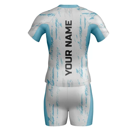 white and blue polyster Rashguards